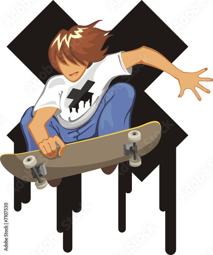 Young man jumping with skateboard