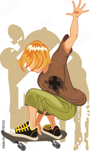 Skater jumping with skateboard