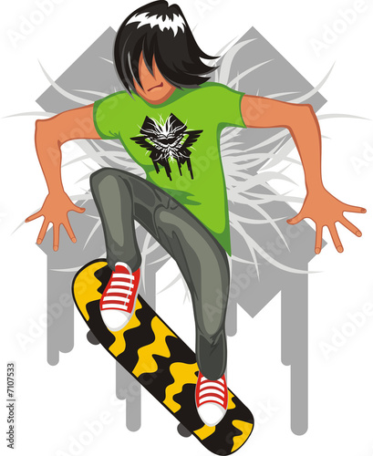 Young man jumping with skateboard