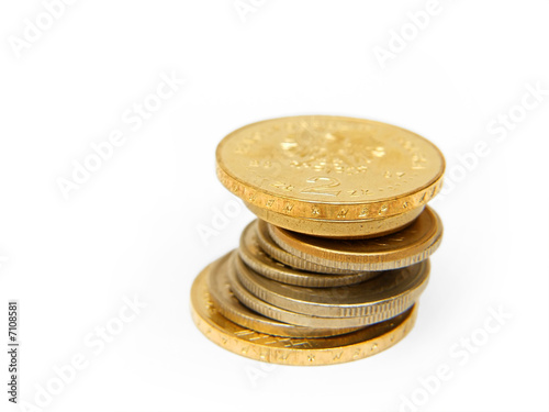 gold coins, isolated on white background