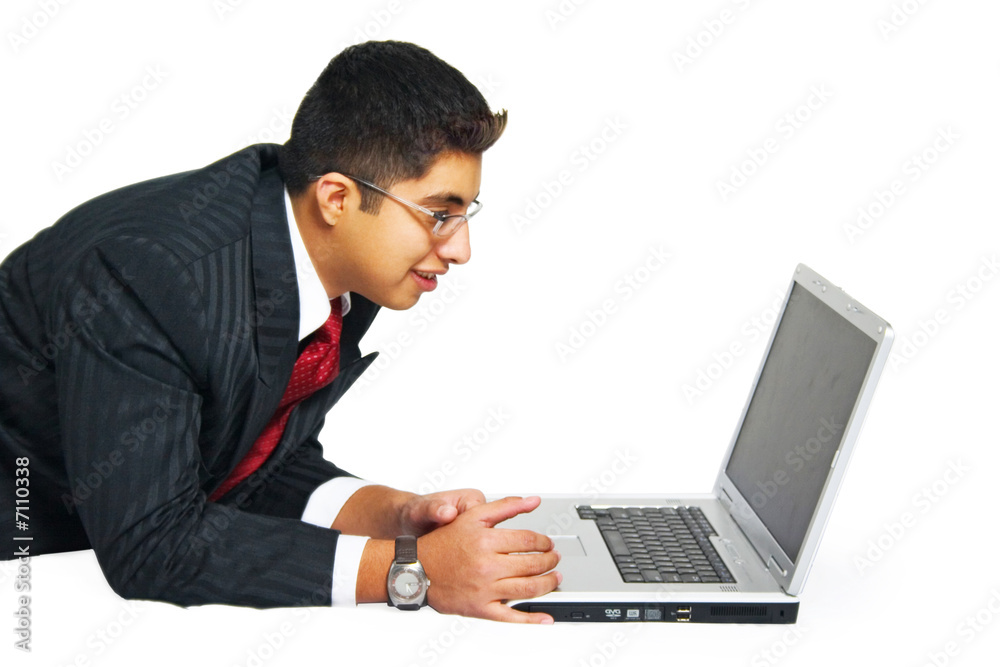 Isolated Young Business Man with a Laptop Isolated Young Business Man with a Laptop