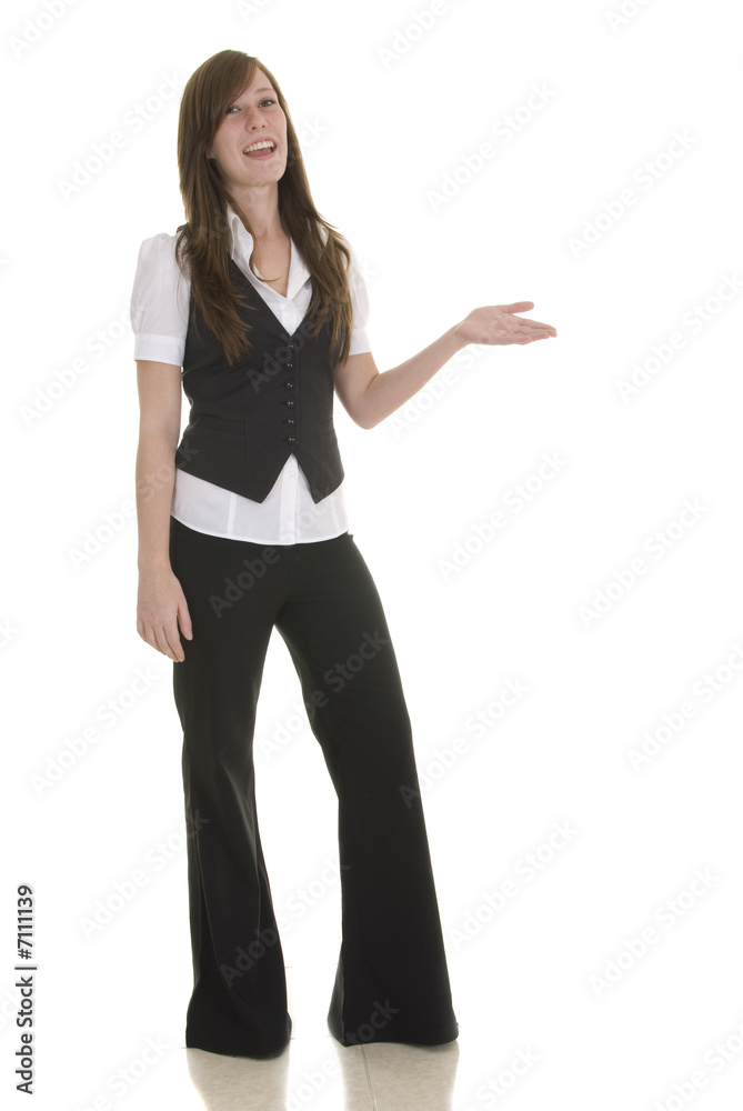 Young business lady indicating Young business lady indicating