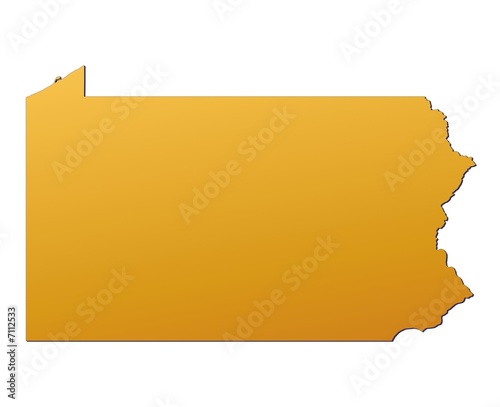 Pennsylvania (USA) map filled with orange gradient