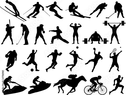 Vector Sport Silhouettes - Olympic: Winter Ski, Soccer, Fitness, Golf, Water, tennis ... #7116961
