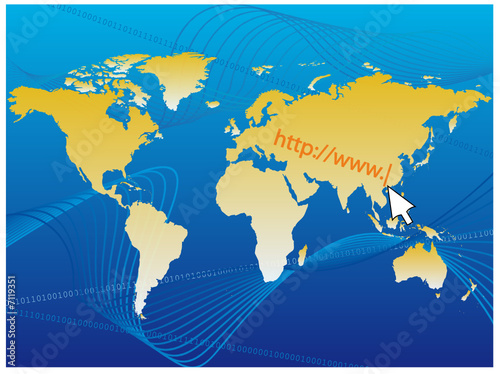 Carte Monde Thème Internet / Technologies de l'Information