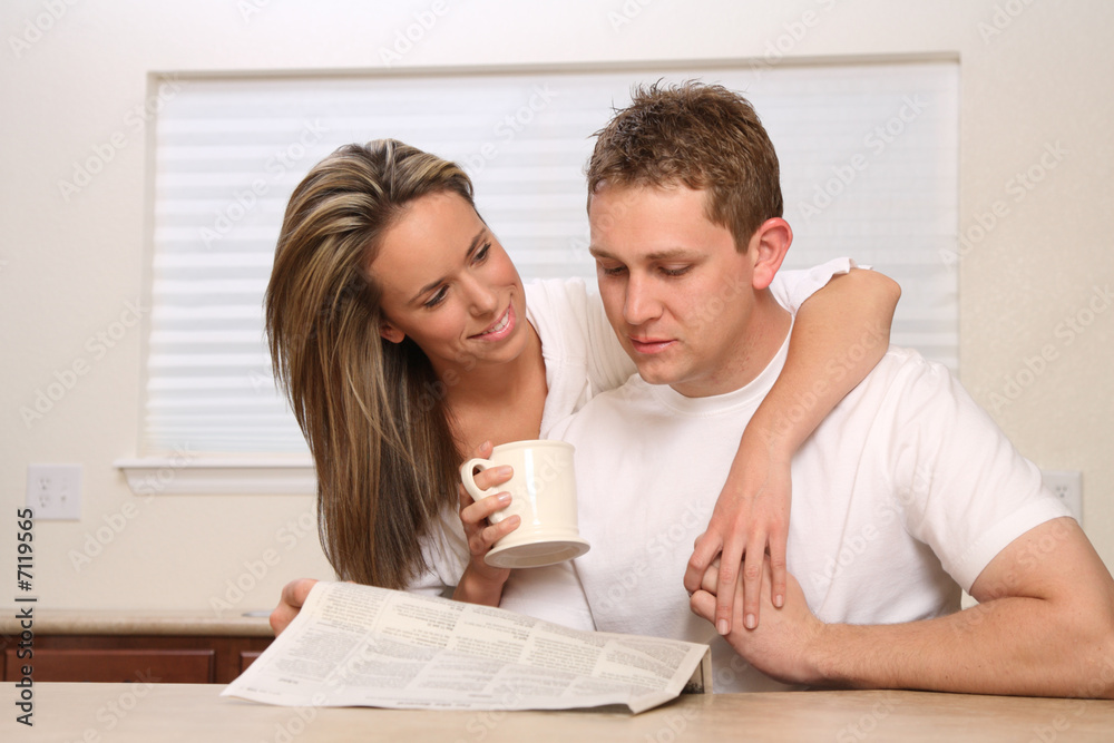 Young couple having morning coffee Young couple having morning coffee