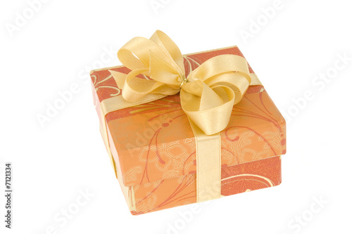 Gift box with ribbon isolated on white background