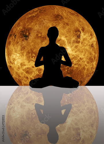 woman relaxing in front of moon