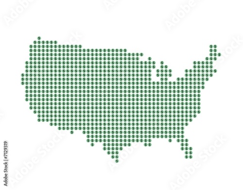 Karte der USA aus Dollarzeichen