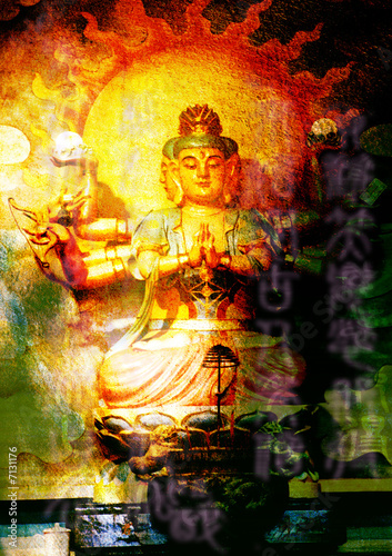 Oriental pattern on an image of a deity