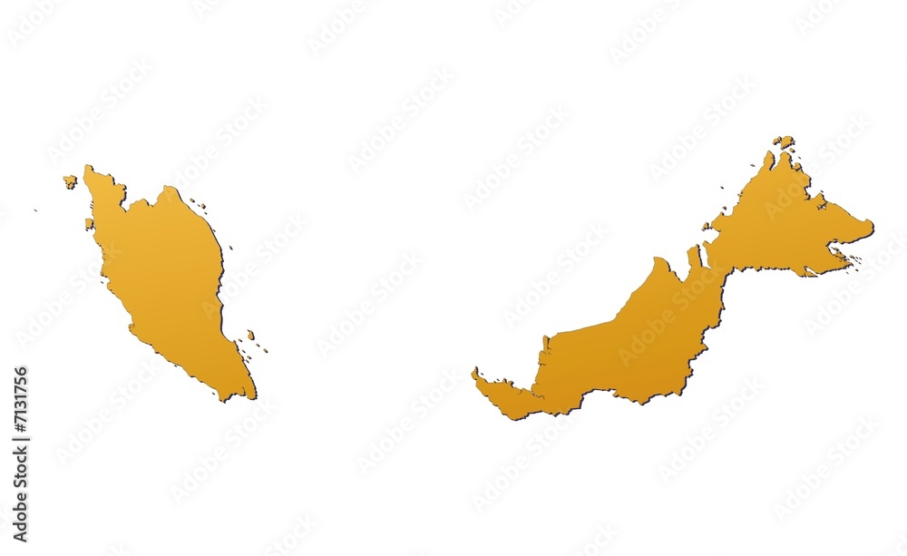Malaysia map filled with orange gradient. Mercator projection.