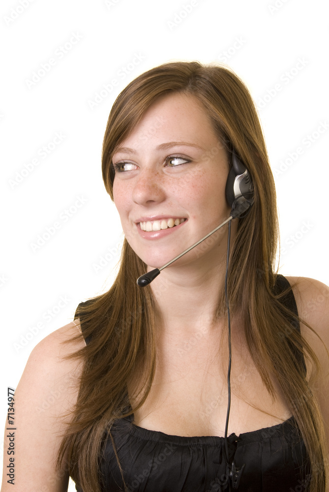 Young lady with headset Young lady with headset