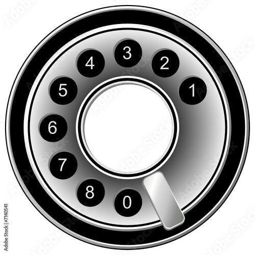 Old telephone dialing disk isolated over white