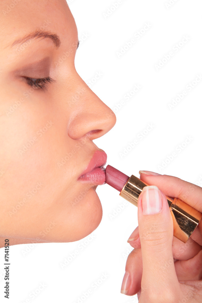 make up. woman with stick