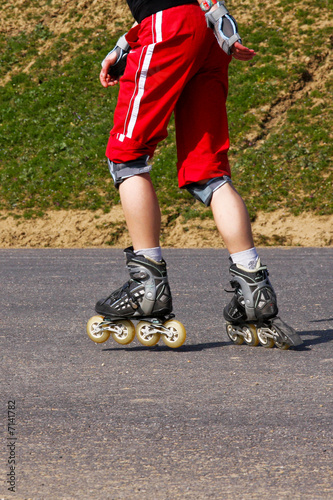 young woman on rollerskates
