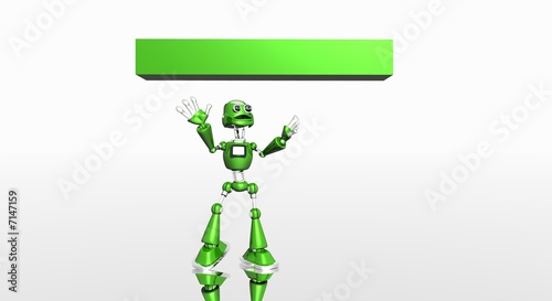 little green robot and banner photo