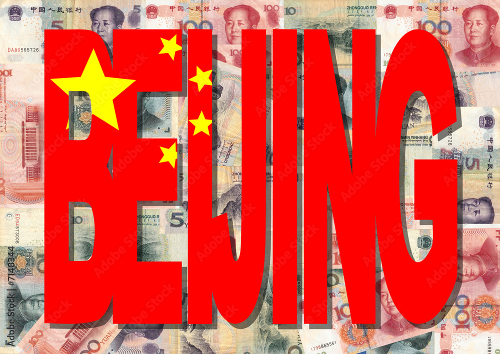 Plakat Pekin z chińską walutą