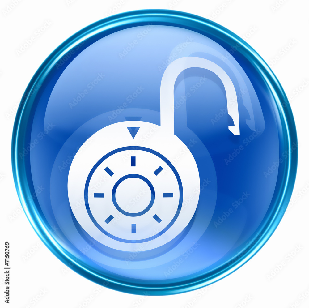 Lock on icon blue, isolated on white background Lock on icon blue, isolated on white background