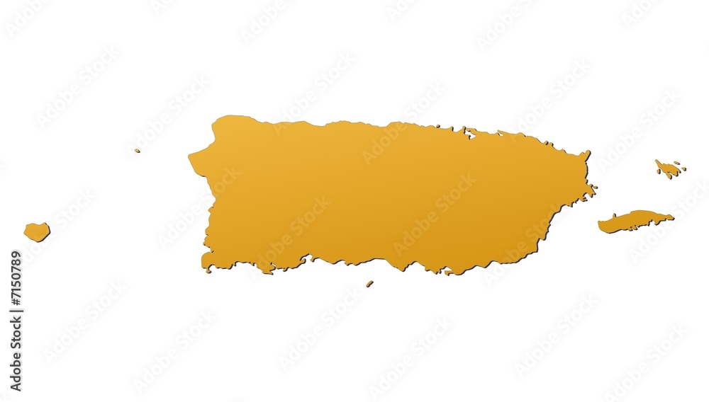 Puerto Rico map filled with orange gradient. Puerto Rico map filled with orange gradient.