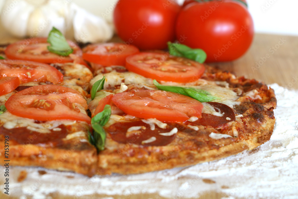 Pizza - Basil and Tomatoes