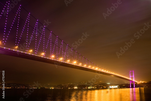 istanbul basphorus bridge. istanbul night city scene. photo