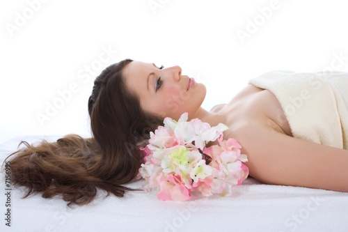 Attractive woman getting spa treatment