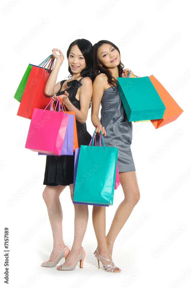 asia Shopping pretty woman with bags