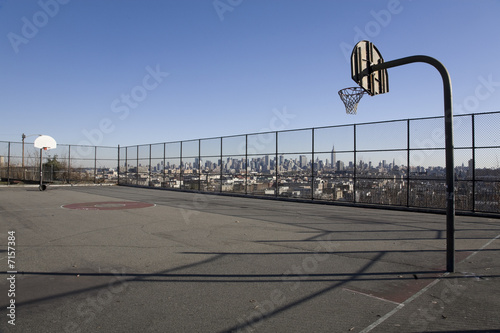Basketball Court with Manhattan Background
