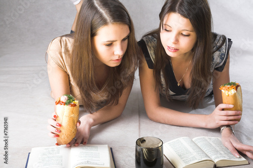 Two girl studying photo