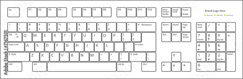 standard 101 keys PC keyboard layout, in vector format. photo
