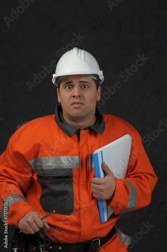 mine worker with file