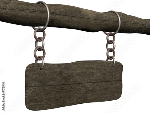 Old board hanging on a circ...