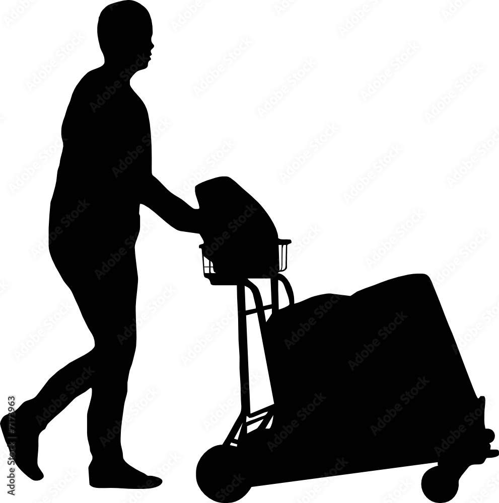 illustration of a man with trolley