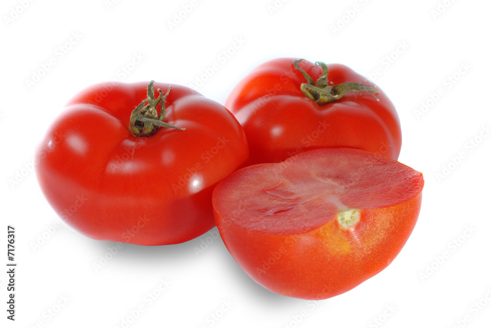 Fresh juicy tomatoes isolated on white background Fresh juicy tomatoes isolated on white background