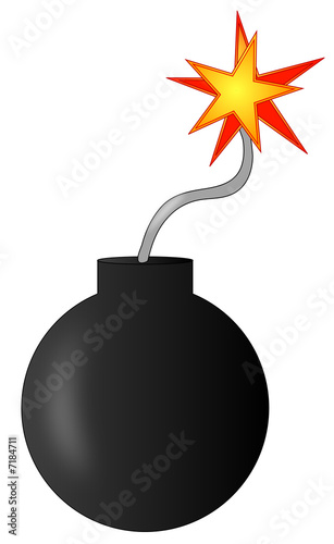 explosive bomb with burning fuse - ready to explode  photo