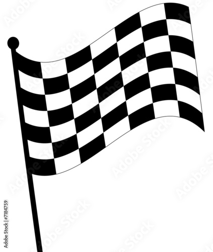 waving checkered fag on white background 