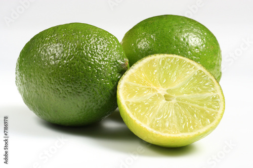 Lime fruits on white background