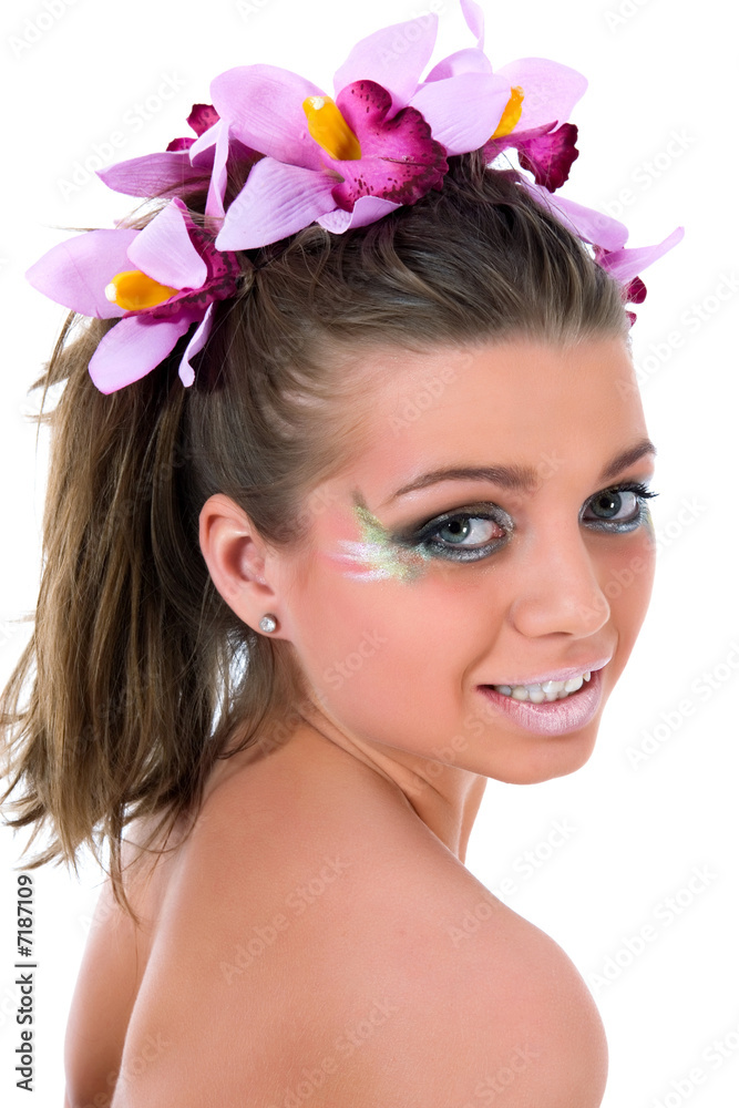 Girl with face-art butterfly paint Girl with face-art butterfly paint