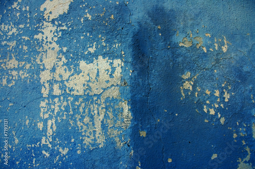 Blue old cracked wall
