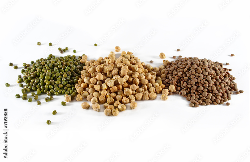 Green soya, chick-pea, brown lentil