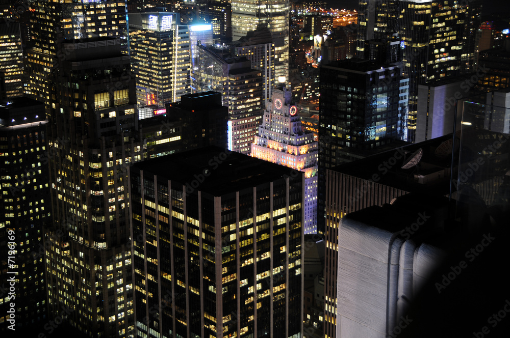 Manhattan Nacht Wolkenkratzer, New York, Detail Manhattan Nacht Wolkenkratzer, New York, Detail