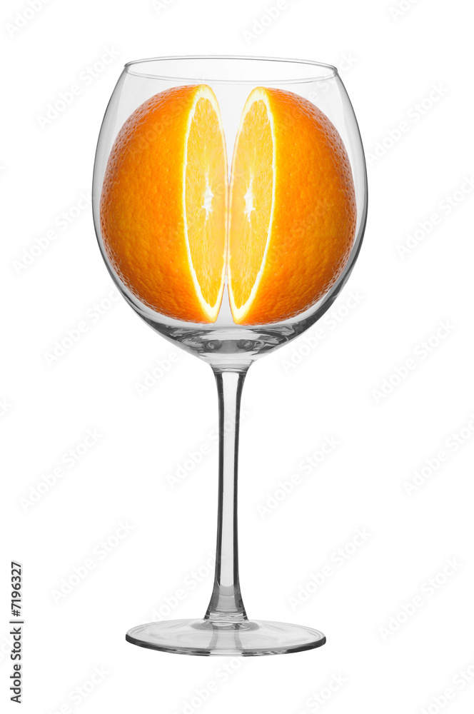 Beautiful sunny orange in glass, path Beautiful sunny orange in glass, path