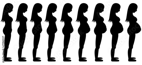 Pregnant Woman Long Hair Stages
