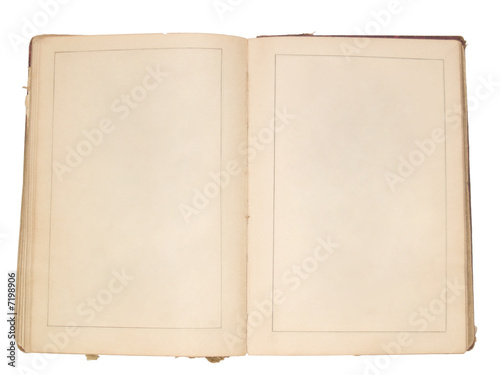 Old book opened to a pair of blank pages
