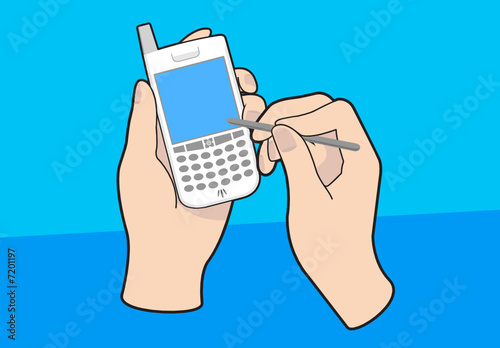 Mobile PDA with hands and pointer