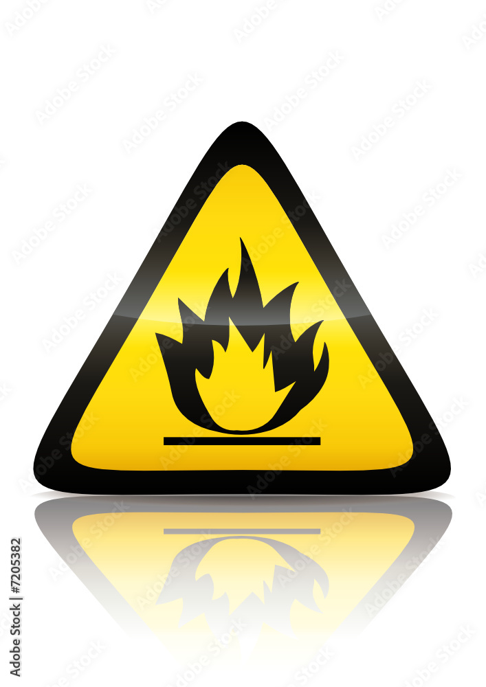 Symbole de produit inflammable (reflet métal) Symbole de produit inflammable (reflet métal)