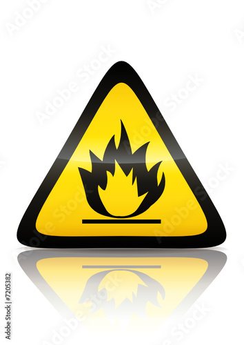 Symbole de produit inflammable (reflet métal) 