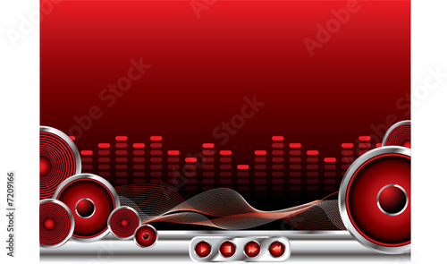 abstract music background in red and black with copy space