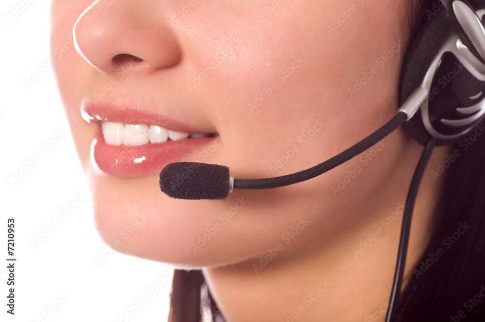hotline operator with headset isolated on white hotline operator with headset isolated on white