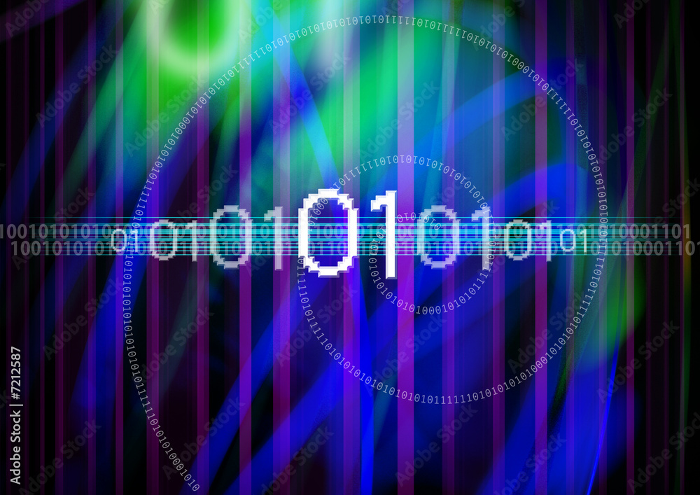 Digital binary code superimposed Digital binary code superimposed